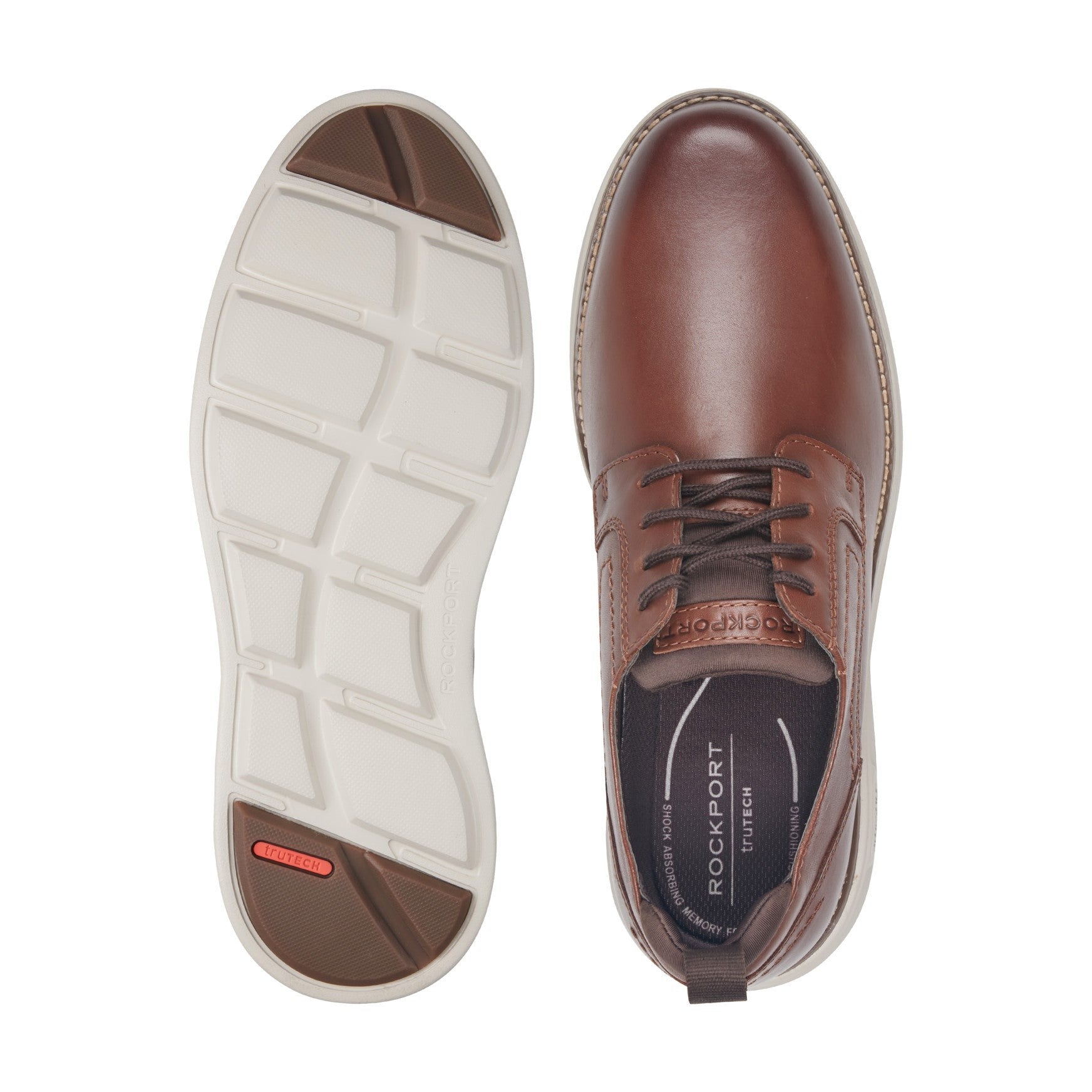 Rockport Canton Cushioned Orthotic-Friendly Men's Casual Oxford - Dark Natural Leather - 5