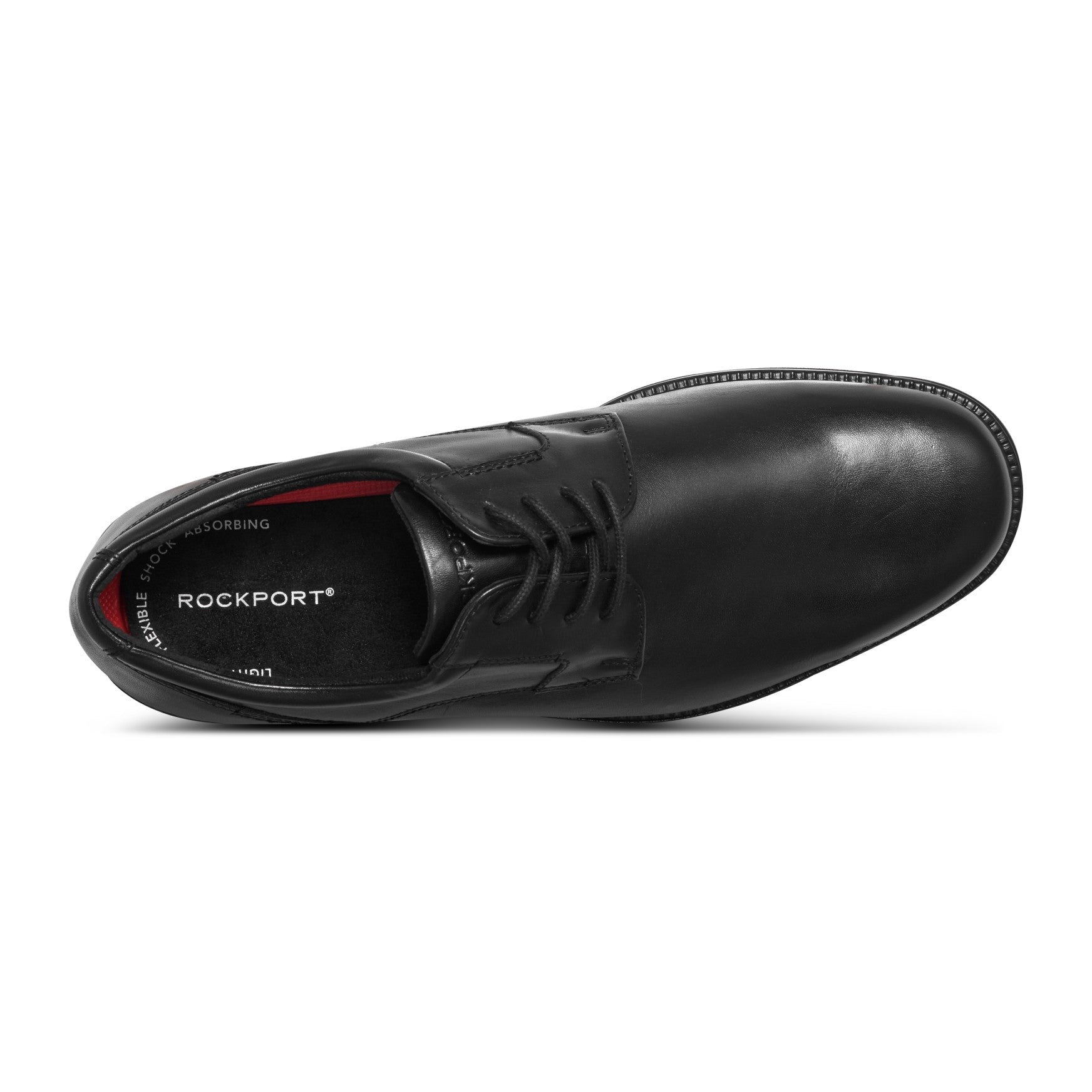 Rockport Charles Road Plain Toe Oxford Lightweight Cushioned Support Men's Oxford - Black - 4