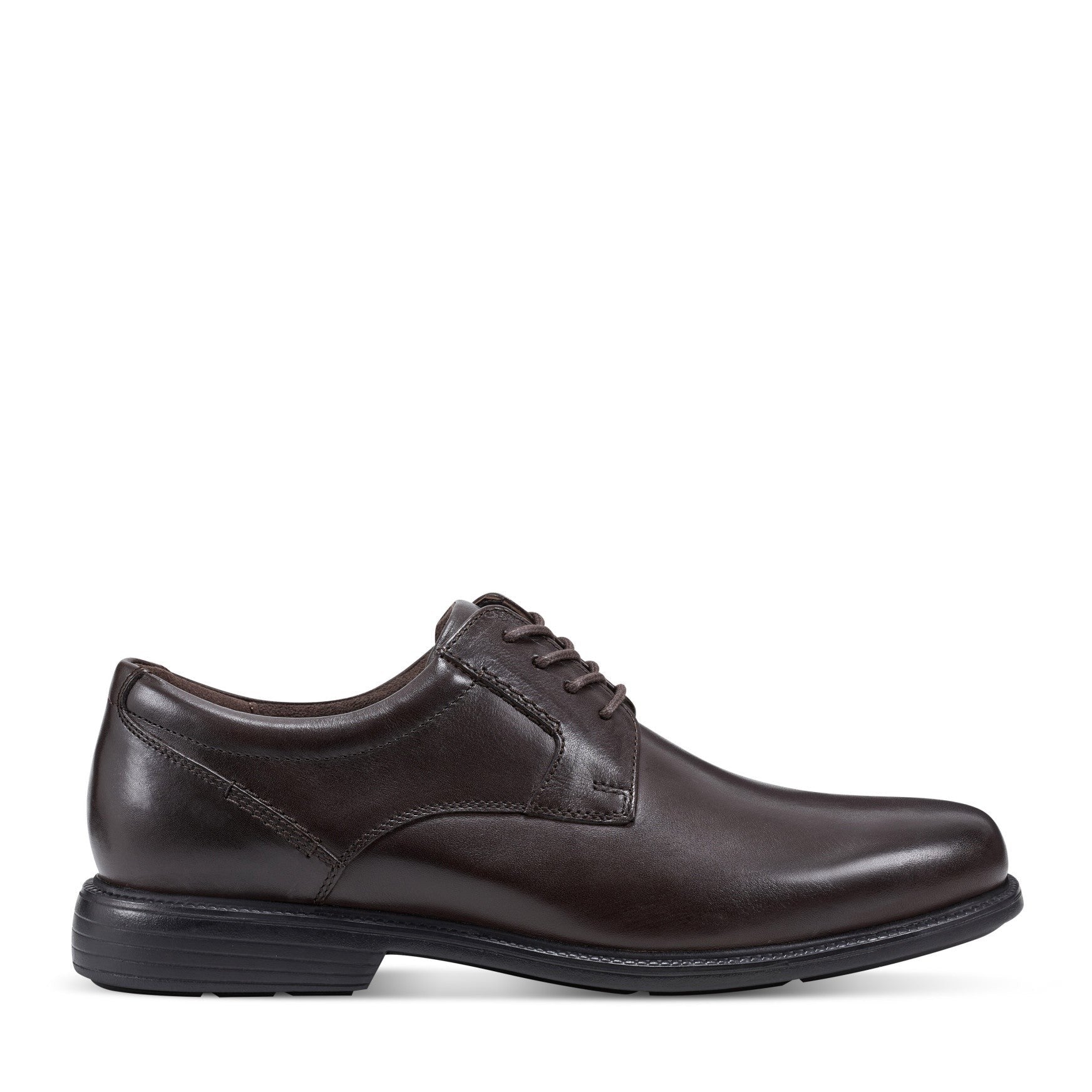 Rockport Charles Road Plain Toe Oxford Lightweight Cushioned Support Men's Oxford - Dark Brown Leather - 1
