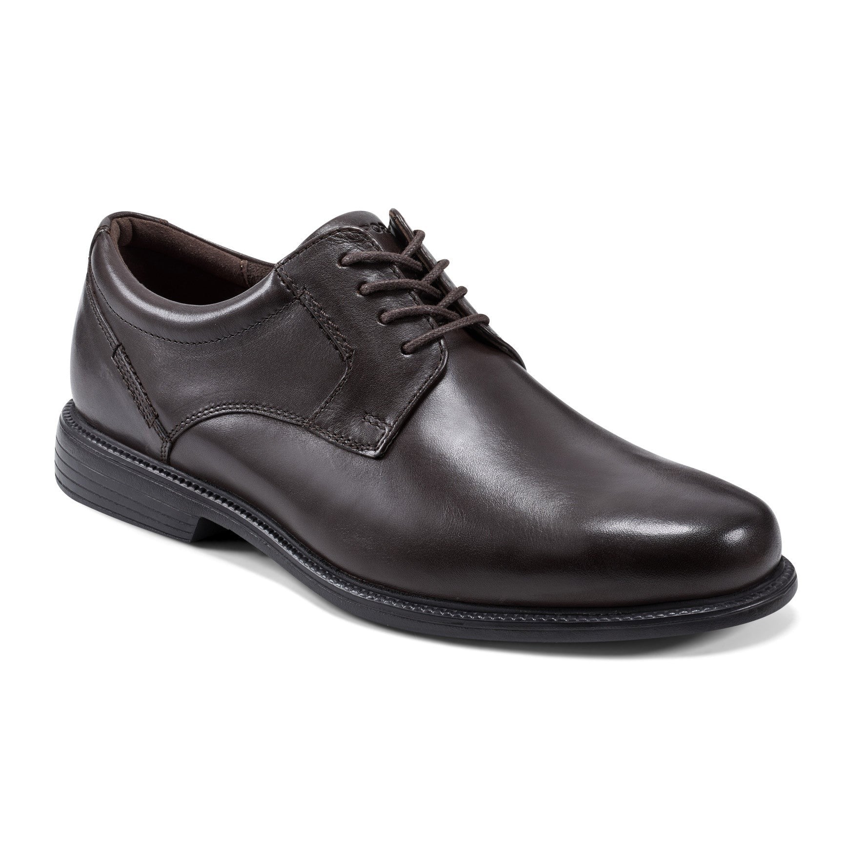 Rockport Charles Road Plain Toe Oxford Lightweight Cushioned Support Men's Oxford - Dark Brown Leather - 2