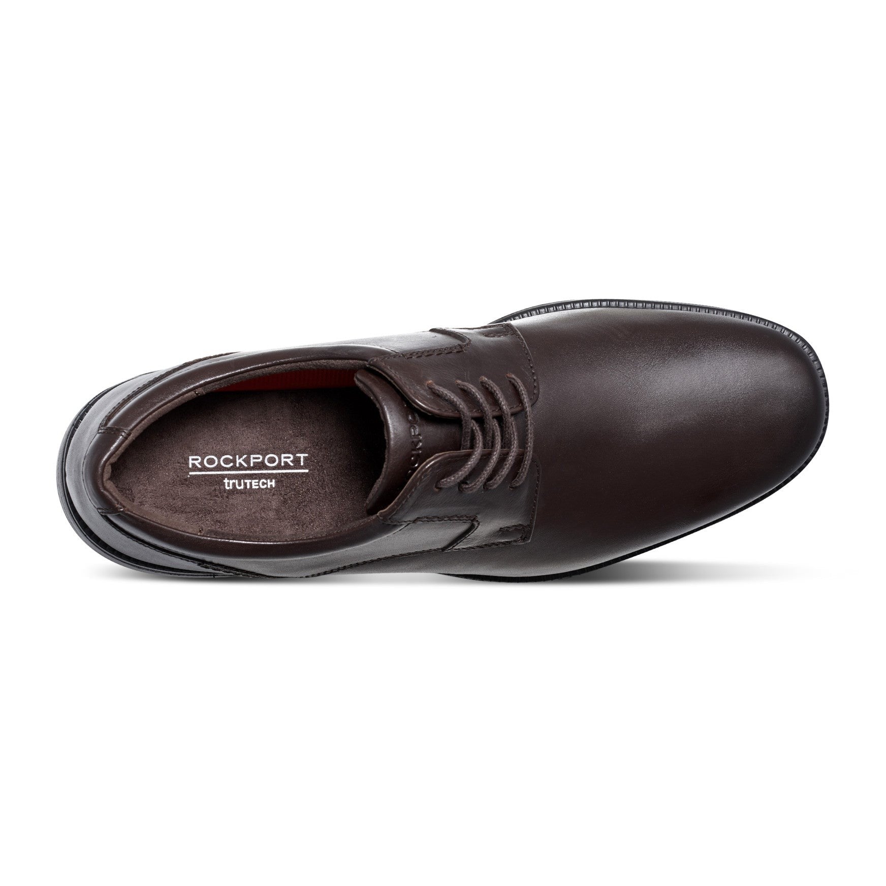 Rockport Charles Road Plain Toe Oxford Lightweight Cushioned Support Men's Oxford - Dark Brown Leather - 4