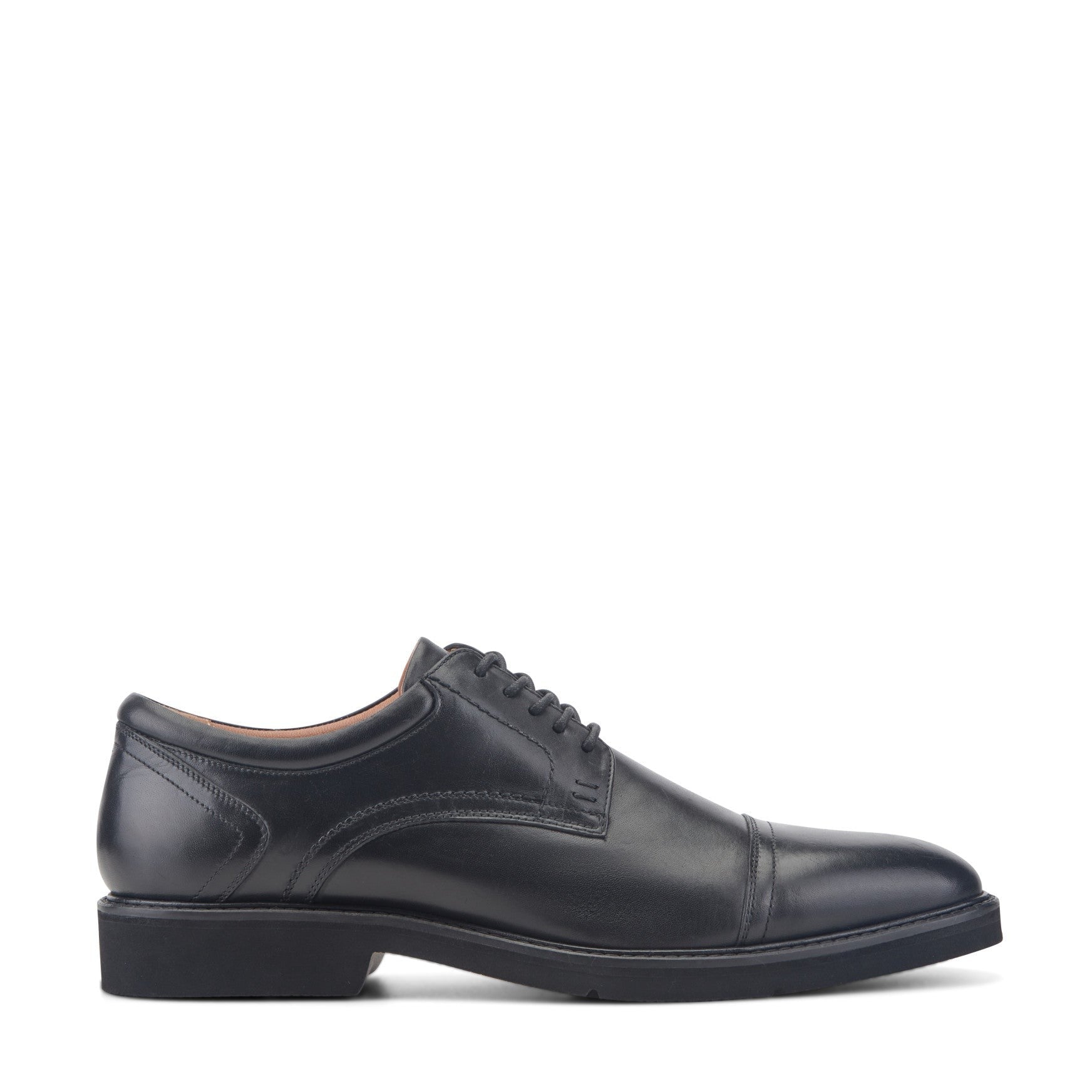 Rockport Findlay Cushioned Lace-Up Almond Toe Men's Dress Oxford - Black Leather - 1