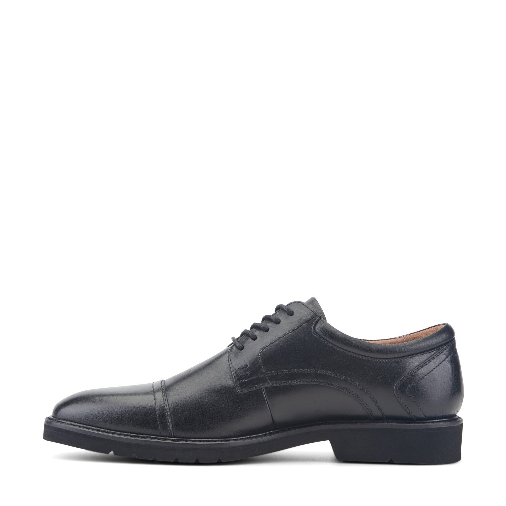 Rockport Findlay Cushioned Lace-Up Almond Toe Men's Dress Oxford - Black Leather - 4