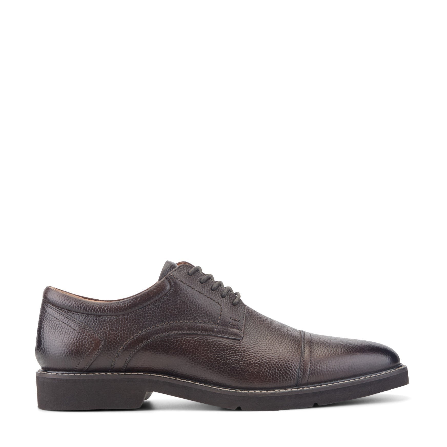 Rockport Findlay Cushioned Lace-Up Almond Toe Men's Dress Oxford - Dark Brown Leather - 1