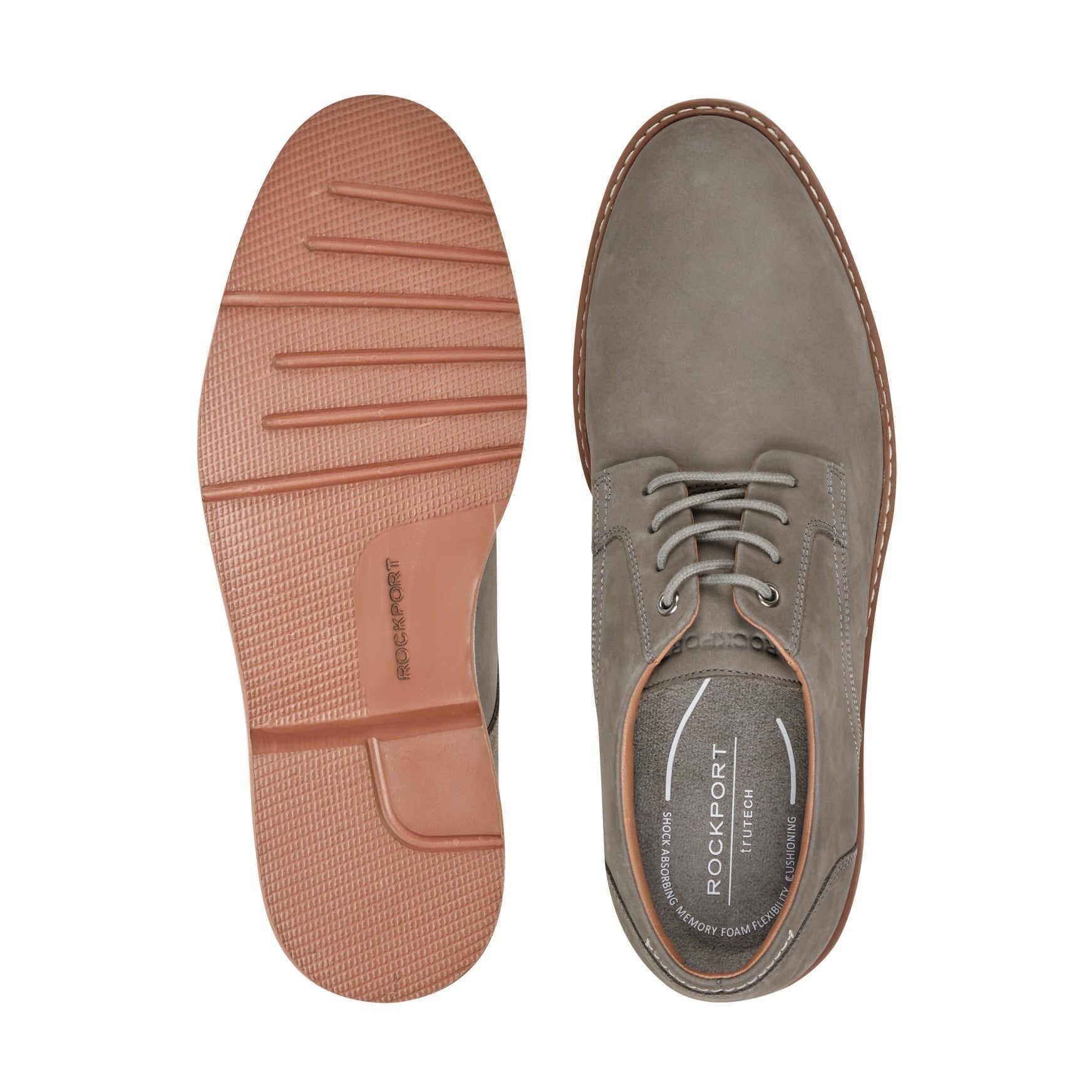 Rockport Foley Lace-Up Cushioned Arch Support Men's Casual Oxford - Medium Gray Nubuck - 6