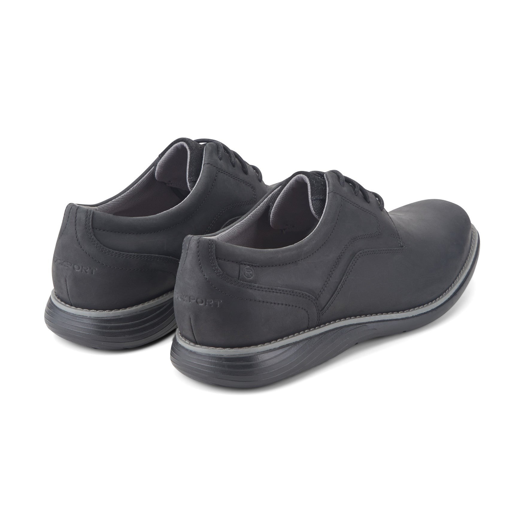 Rockport Garett Plain Toe Oxford Cushioned Arch Support Men's Oxford - Black Leather - 3