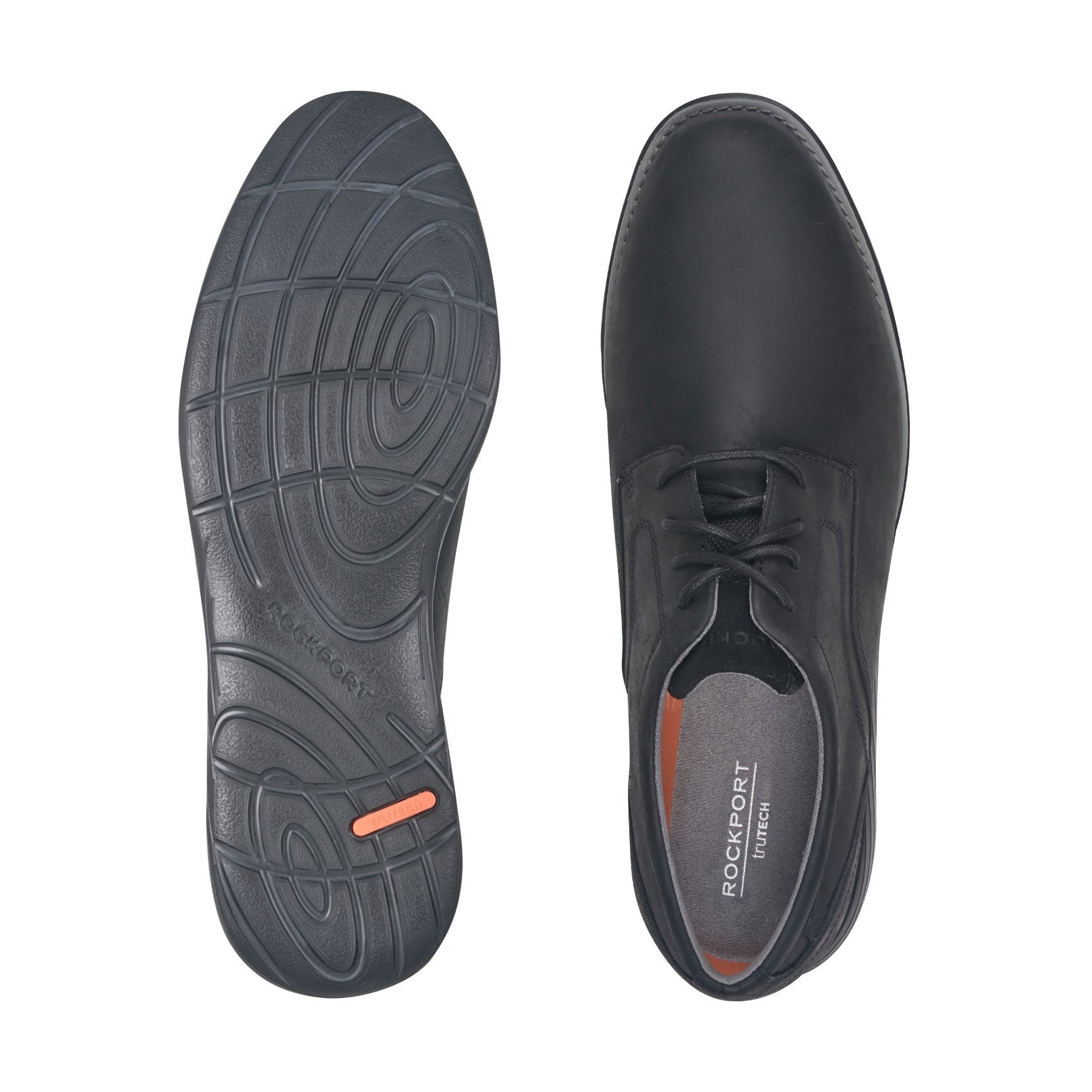 Rockport Garett Plain Toe Oxford Cushioned Arch Support Men's Oxford - Black Leather - 5