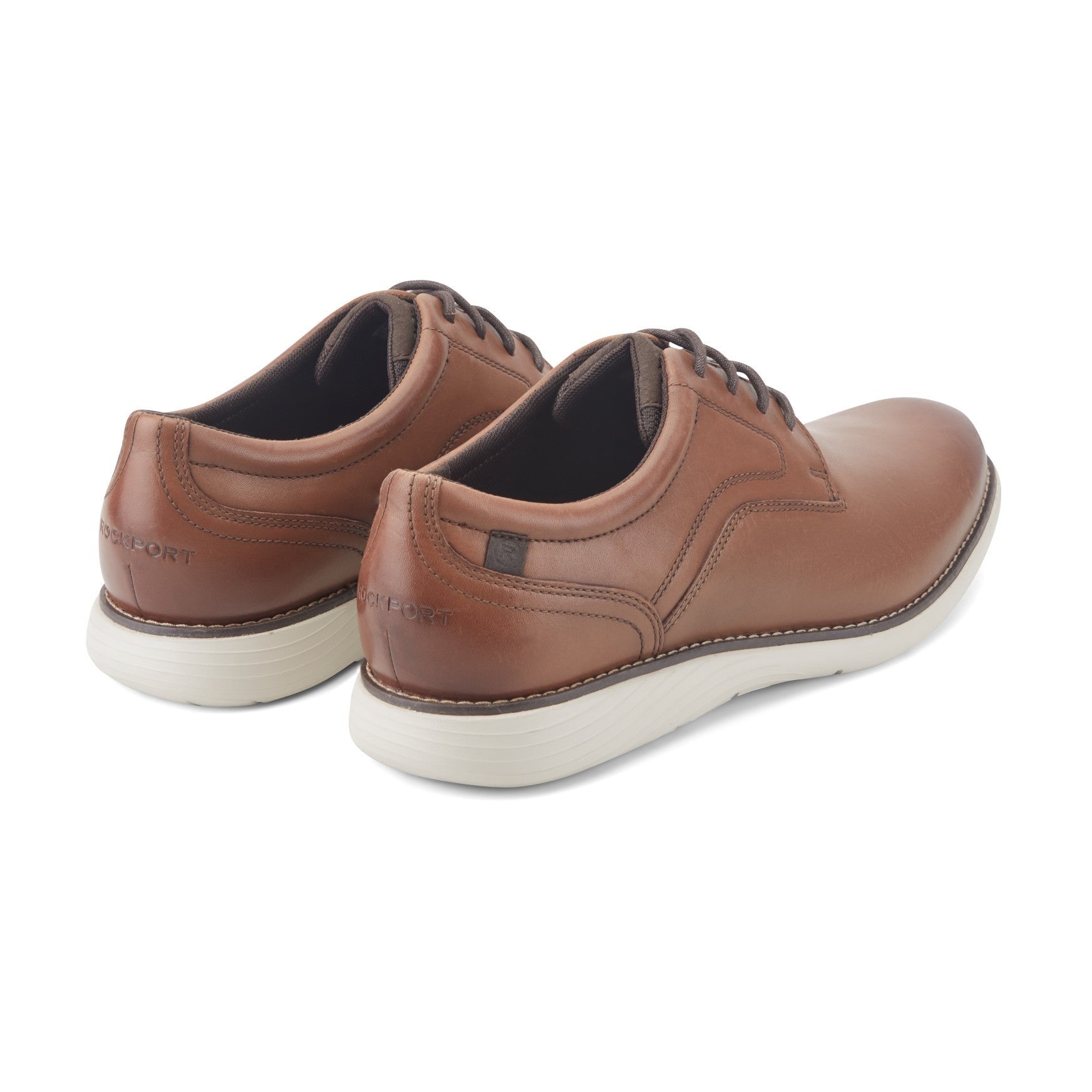 Rockport Garett Plain Toe Oxford Cushioned Arch Support Men's Oxford - Cognac Leather - 3