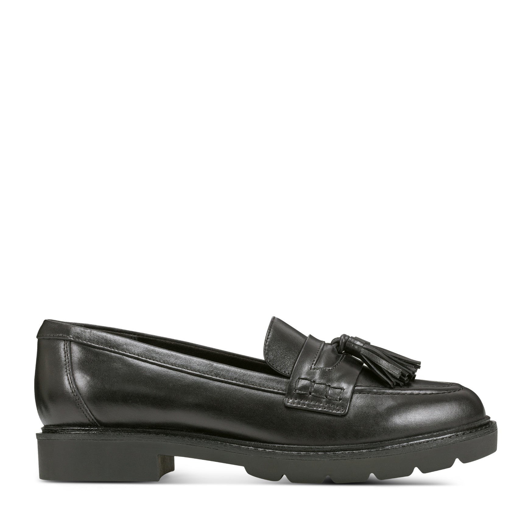 Rockport Kiara Tassel Cushioned Slip-On Comfort Women's Loafer - Black Leather - 1