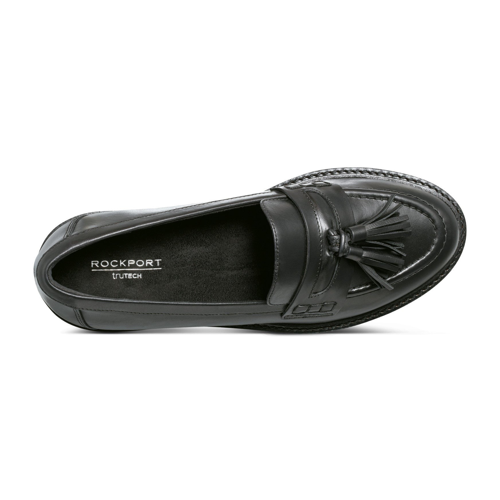Rockport Kiara Tassel Cushioned Slip-On Comfort Women's Loafer - Black Leather - 4