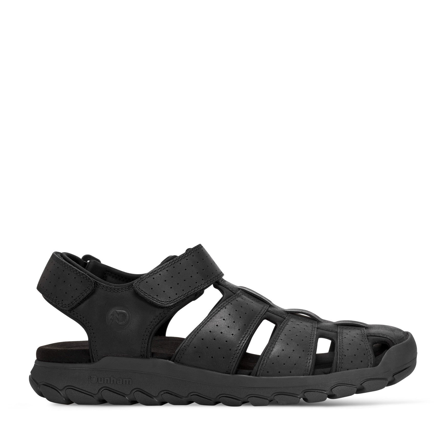 Rockport Norwood Cushioned Arch-Support Fisherman Men's Sandal - Black Leather - 1
