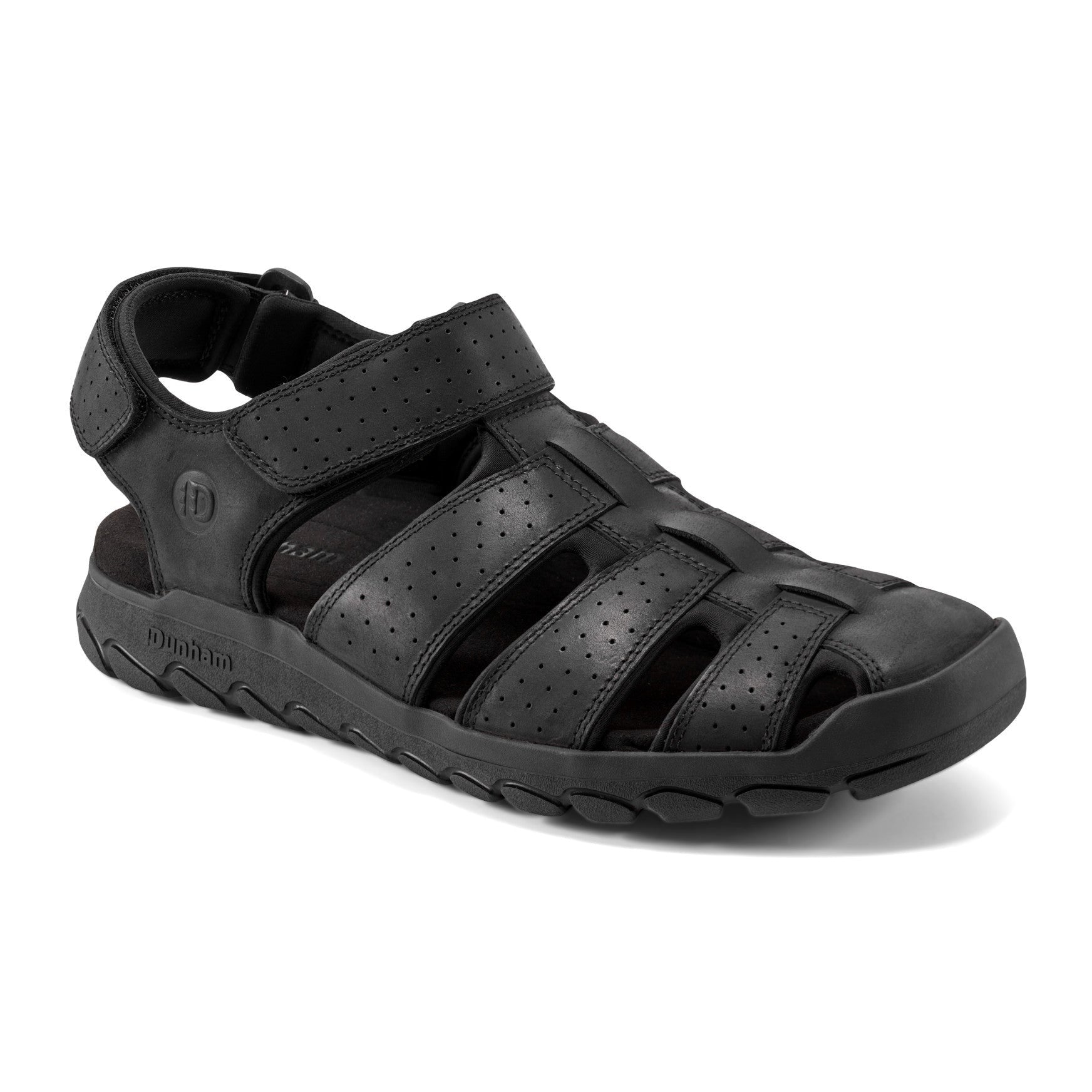 Rockport Norwood Cushioned Arch-Support Fisherman Men's Sandal - Black Leather - 2