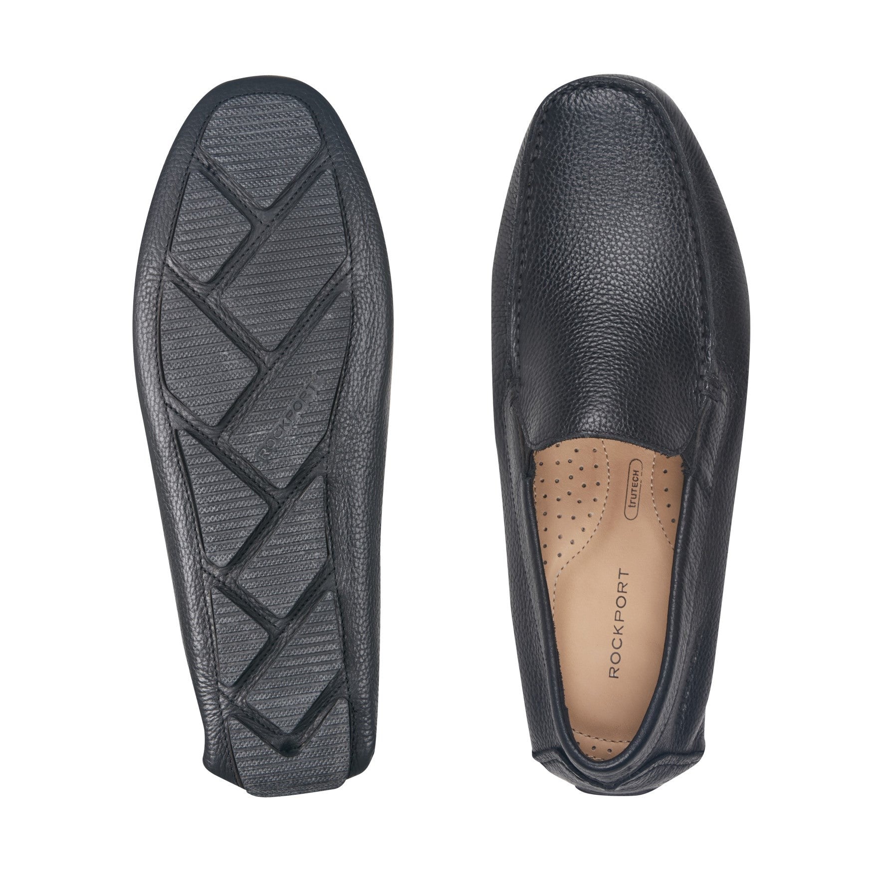 Rockport Rhyder Venetian Cushioned Comfort with Arch Support Men's Slip-On - Black Leather - 5