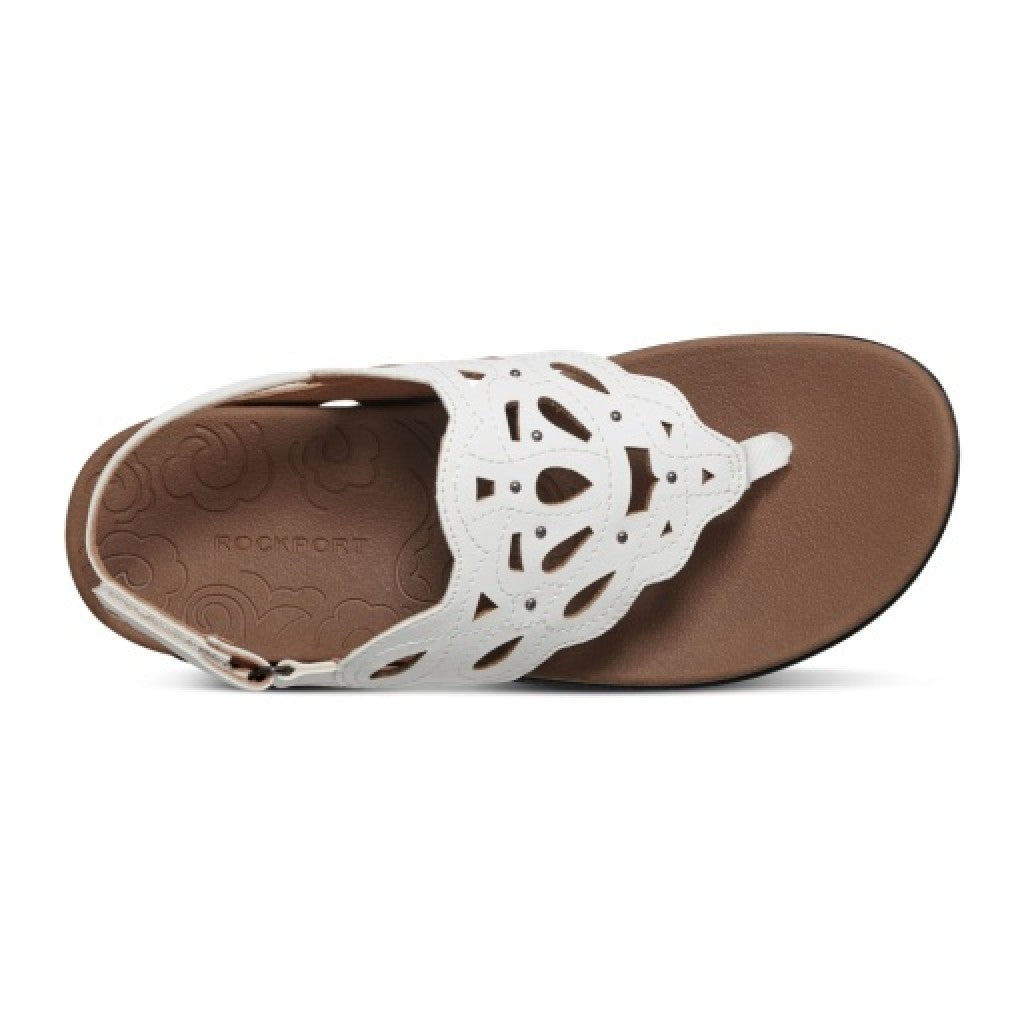 Rockport Ridge Slingback Cushioned Arch Support Women's Sandal - White Lthr Synthetic - 5