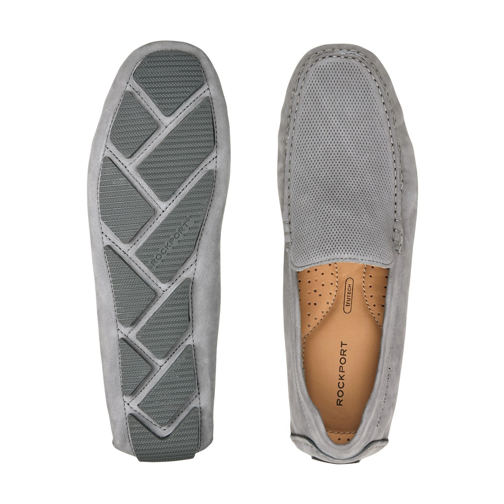 Rockport Rodger Cushioned Slip-On Men's Driver Loafer - Light Gray Suede - 5