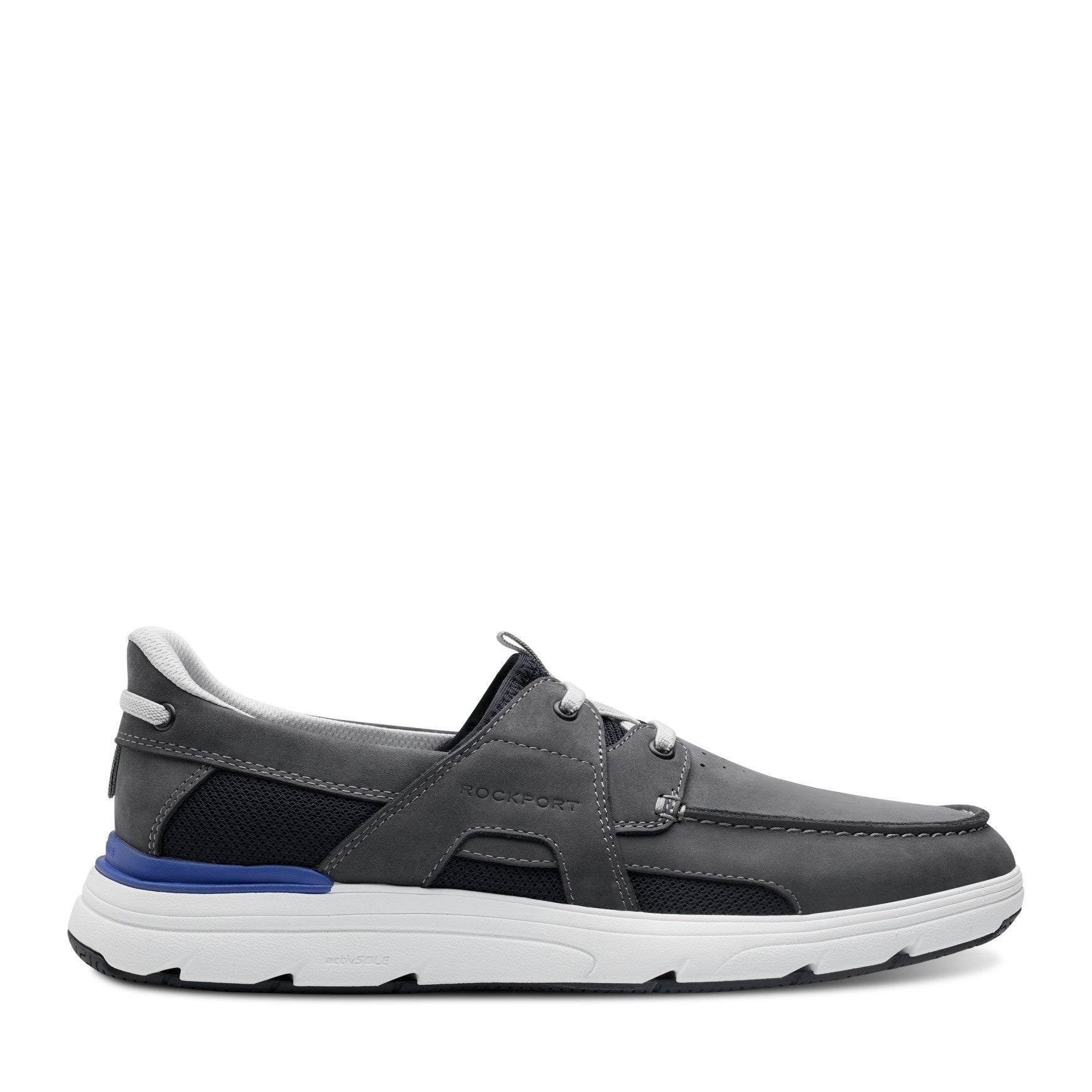 Rockport Seadon Cushioned Almond Toe Slip-On Men's Boat Shoe - Dark Blue Nubuck - 1
