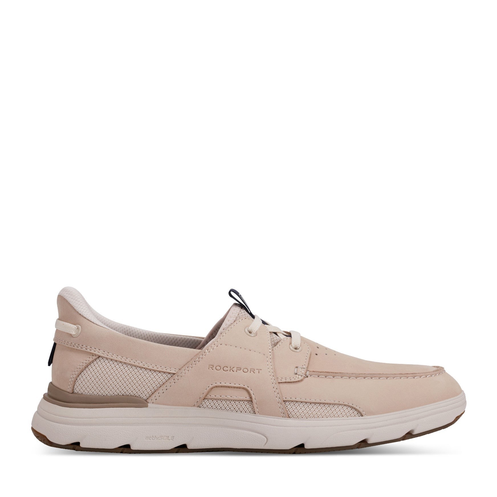 Rockport Seadon Cushioned Almond Toe Slip-On Men's Boat Shoe - Taupe Nubuck - 1