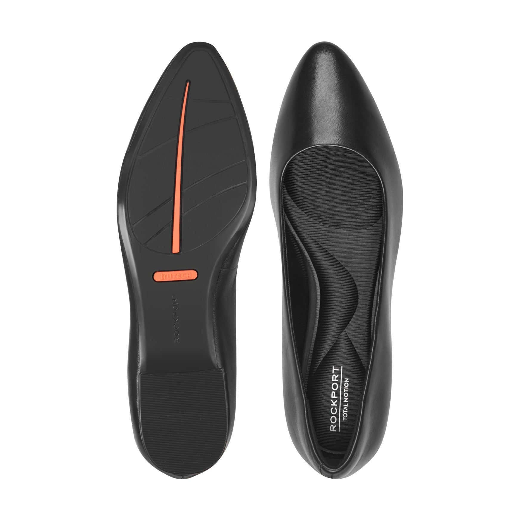Rockport Tessa Total Motion Cushioned Pointy Women's Ballet Flat - Black Leather - 5