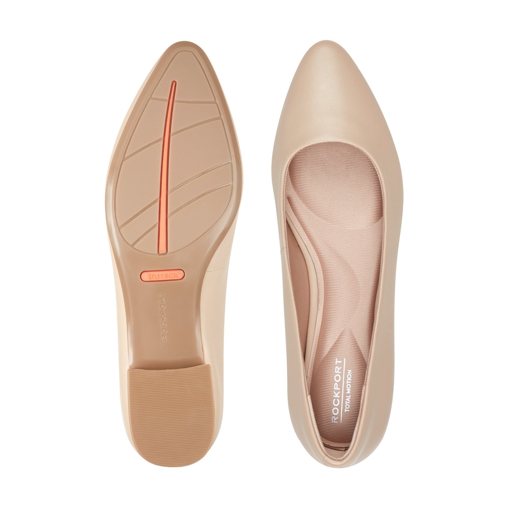 Rockport Tessa Total Motion Cushioned Pointy Women's Ballet Flat - Light Natural Leather - 5