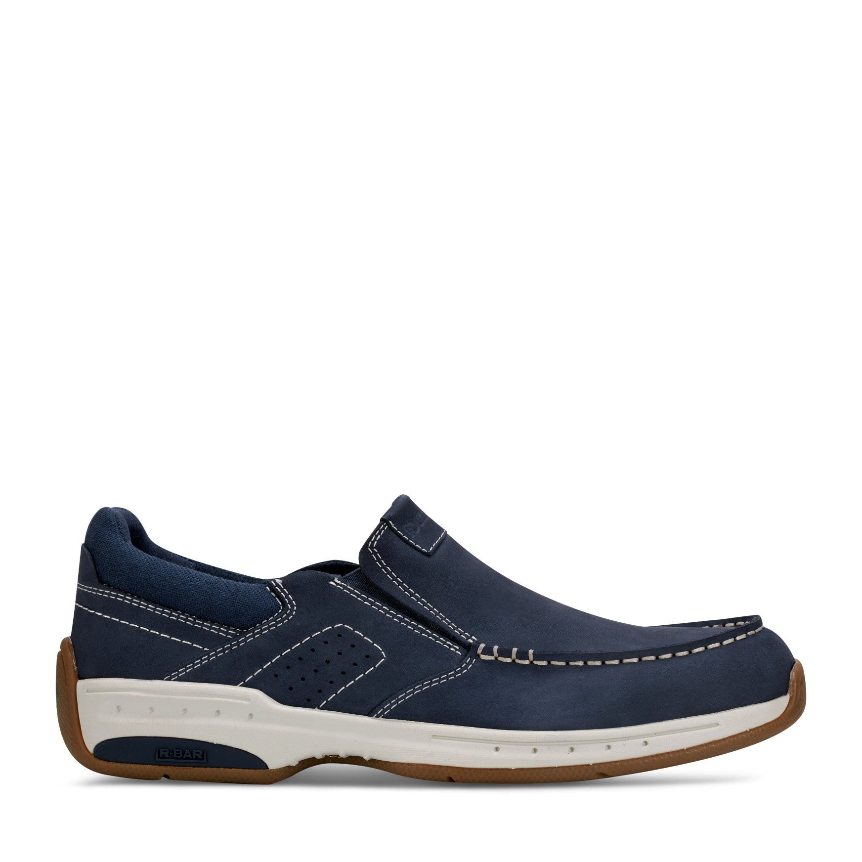 Rockport Waves Cushioned Orthotic-Friendly Men's Casual Slip-On Shoe - Dark Blue Nubuck - 1
