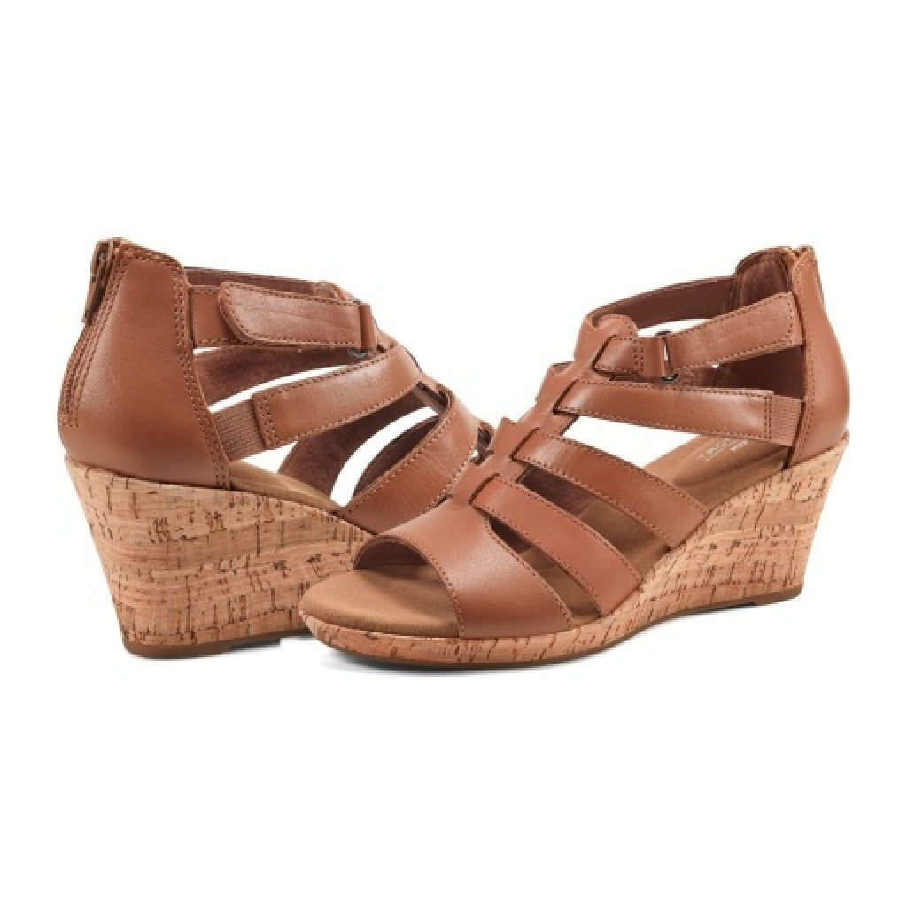 Rockport Women's Briah Gladiator Sandal - Dk Tan Leather - 6