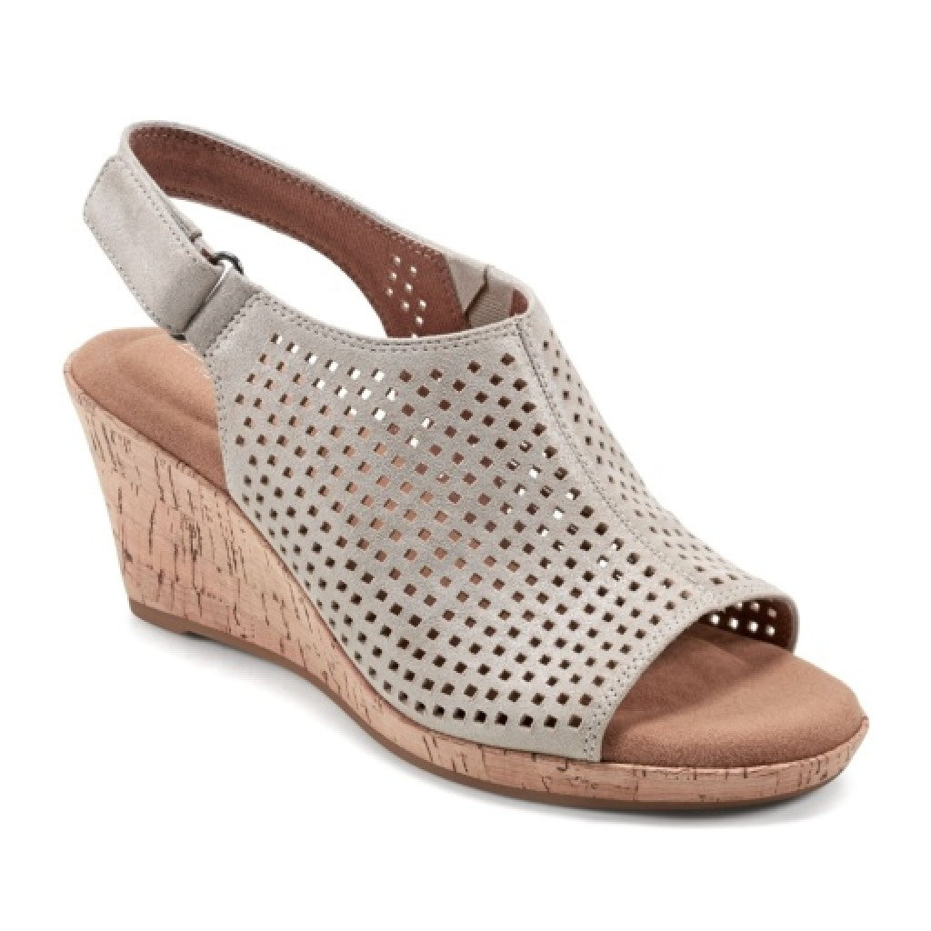 Rockport Women's Briah Perforated Slingback Sandal - Mtl Khaki Lth - 1