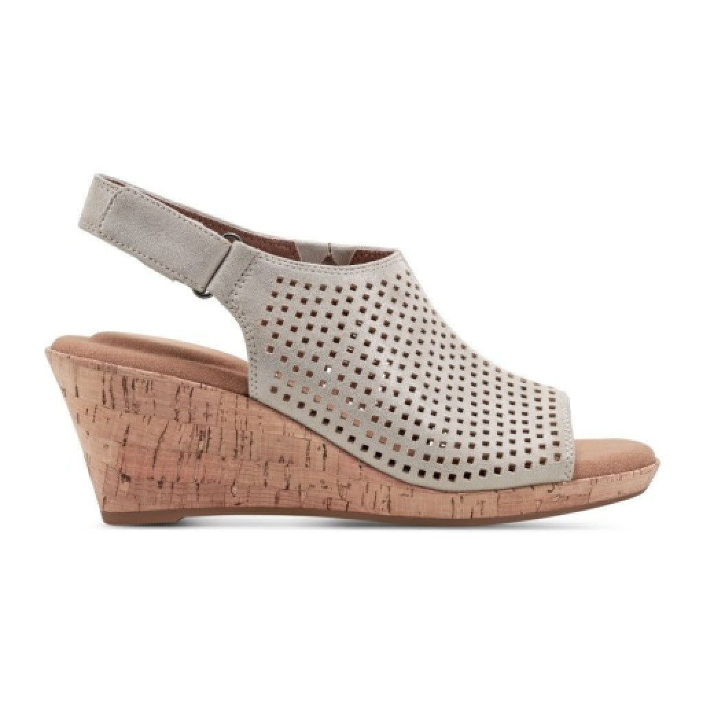 Rockport Women's Briah Perforated Slingback Sandal - Mtl Khaki Lth - 2
