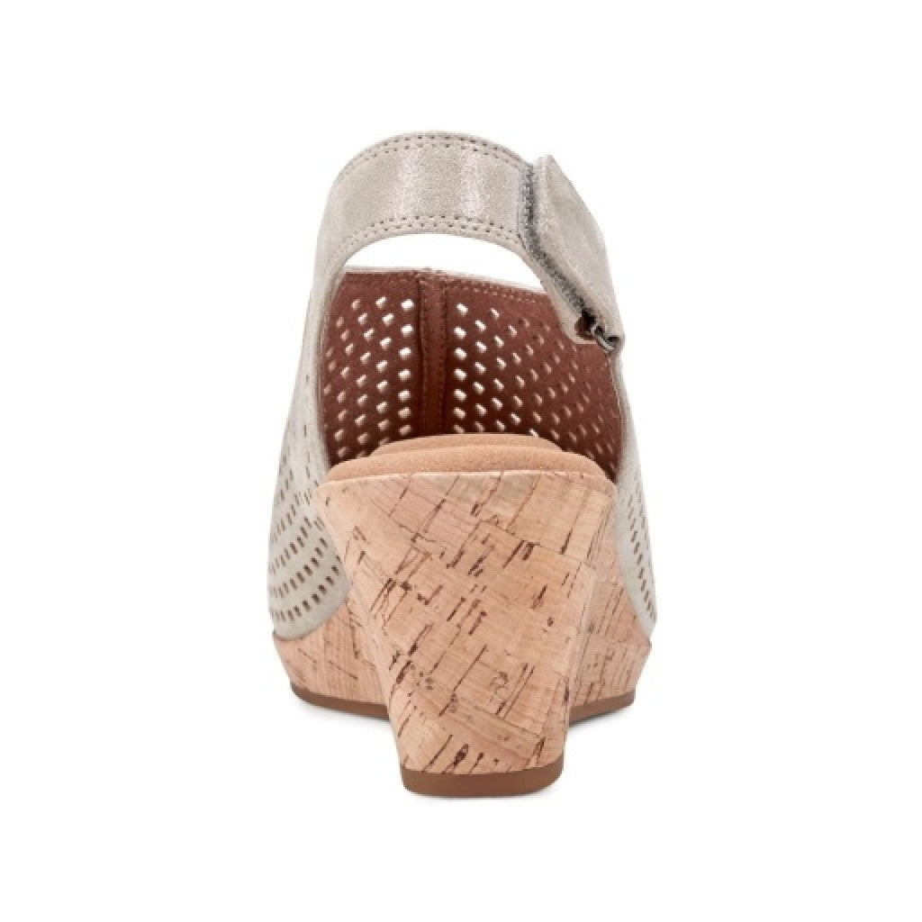 Rockport Women's Briah Perforated Slingback Sandal - Mtl Khaki Lth - 4