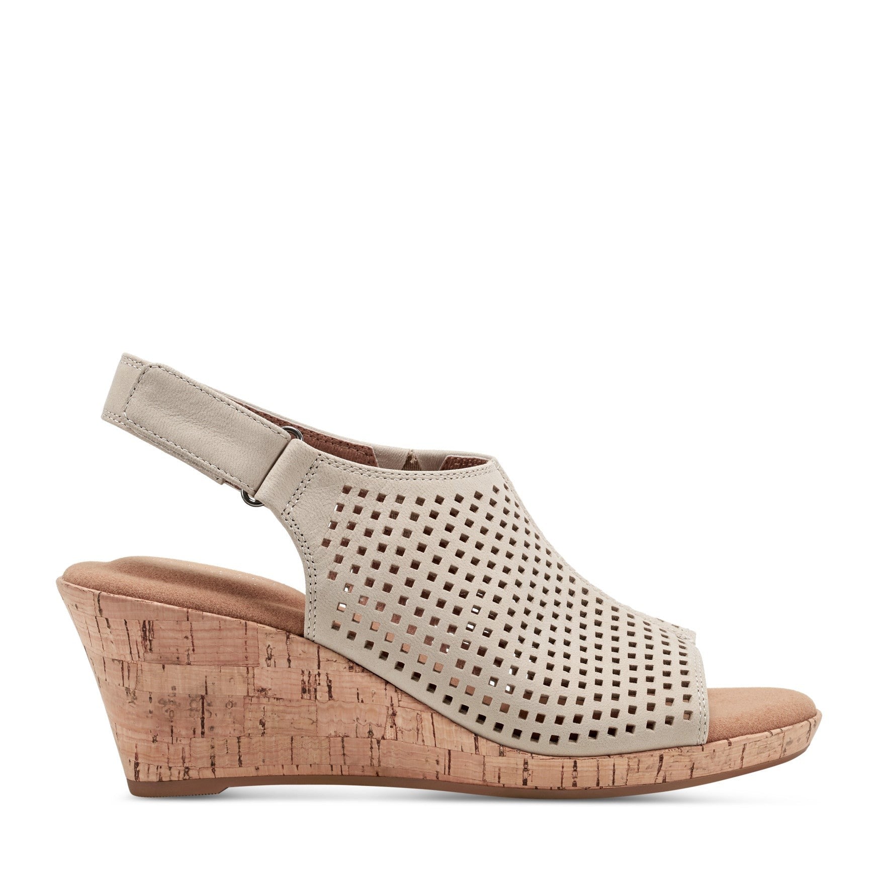 Rockport Women's Briah Perforated Slingback Sandal - Taupe Leather - 1