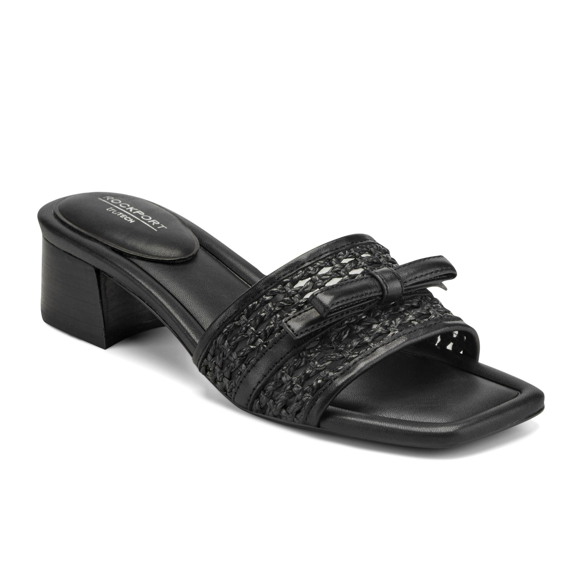 Rockport Women's Clarice Slip-On Sandals - Black Leather - 2