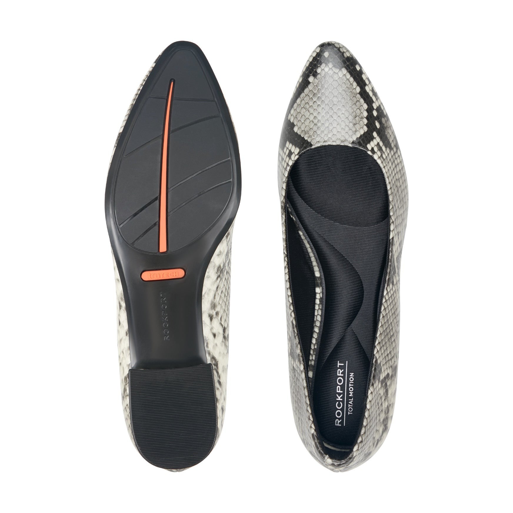 Rockport Women's Tessa Total Motion Pointy Toe Dress Flats - Black Snake Print - 5