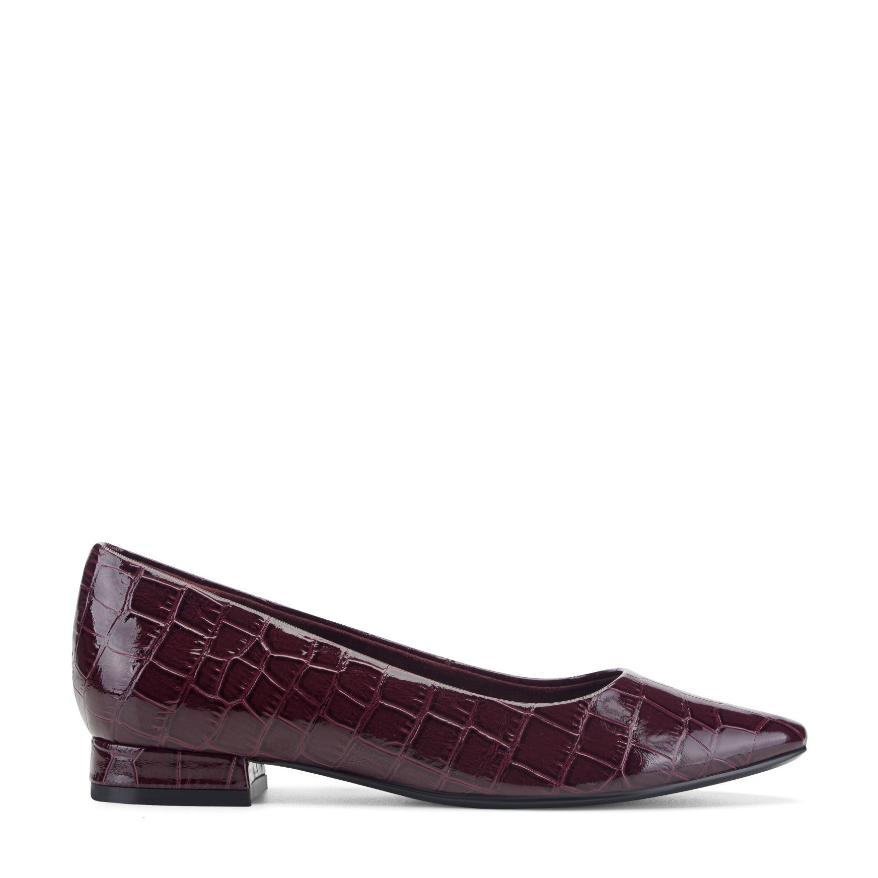 Rockport Women's Tessa Total Motion Pointy Toe Dress Flats - Dark Red Croco Patent - 1