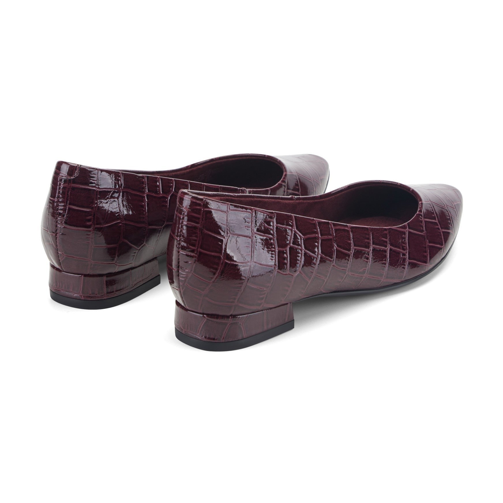 Rockport Women's Tessa Total Motion Pointy Toe Dress Flats - Dark Red Croco Patent - 3