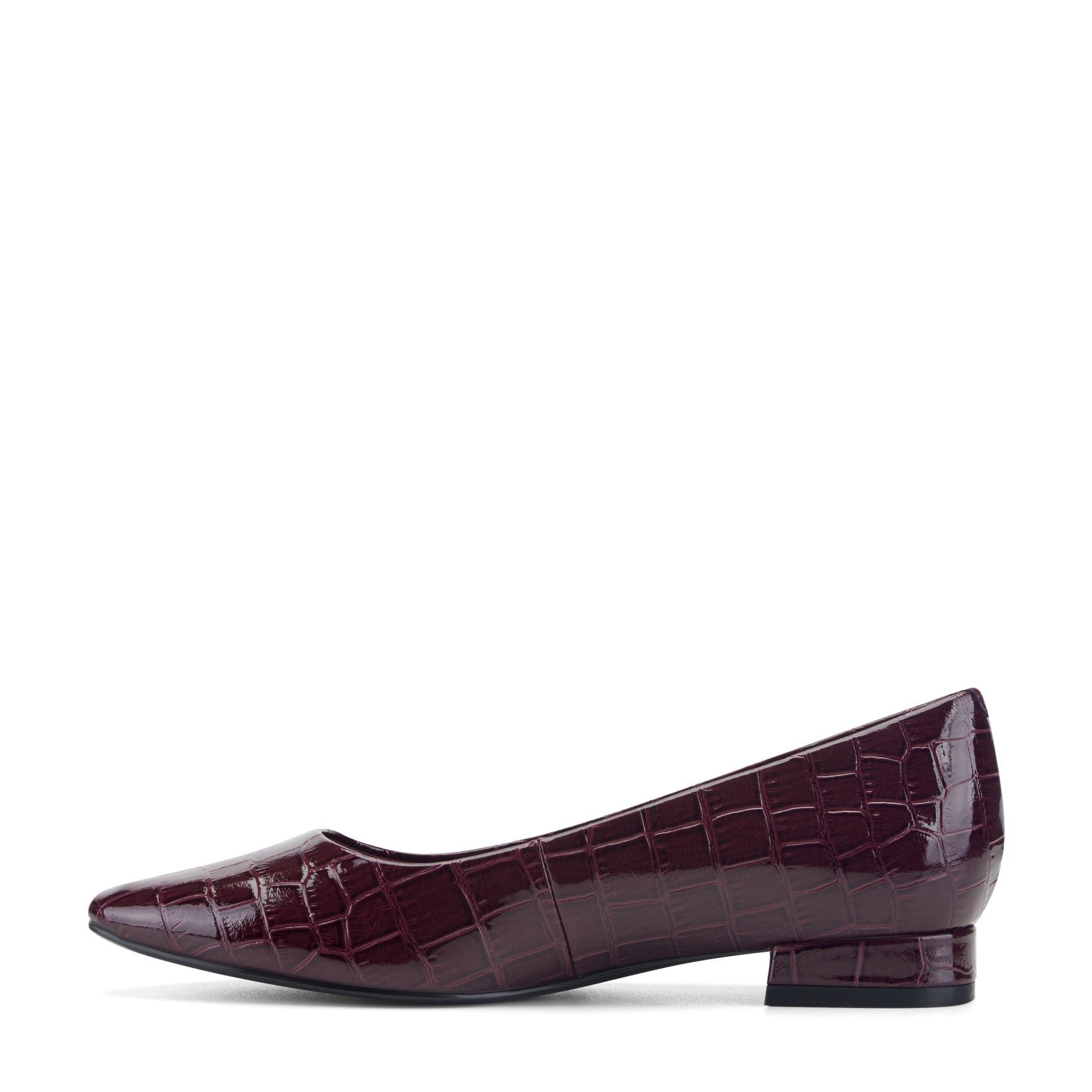 Rockport Women's Tessa Total Motion Pointy Toe Dress Flats - Dark Red Croco Patent - 4