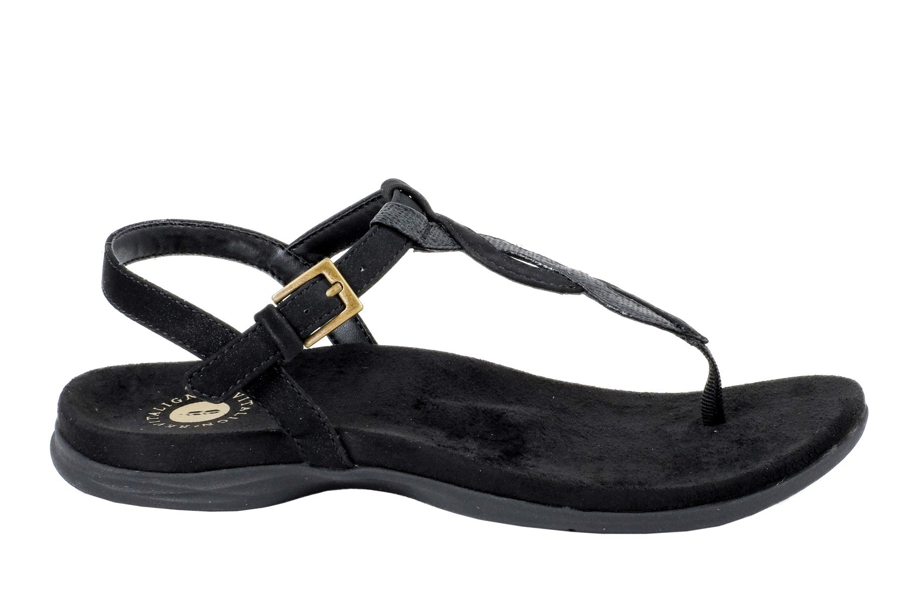 Revitalign Heron T-bar Women's Adjustable Orthotic Sandal - Black 2