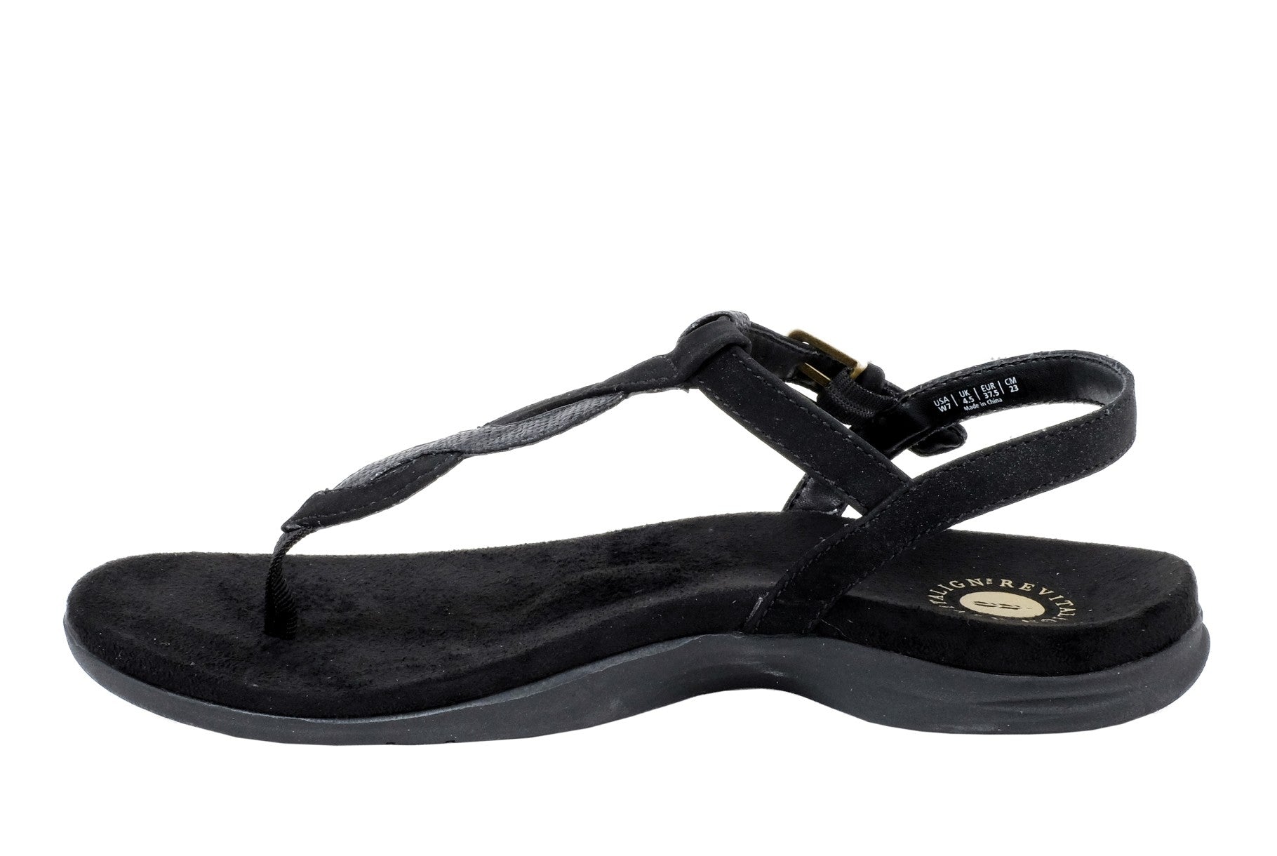 Revitalign Heron T-bar Women's Adjustable Orthotic Sandal - Black 4