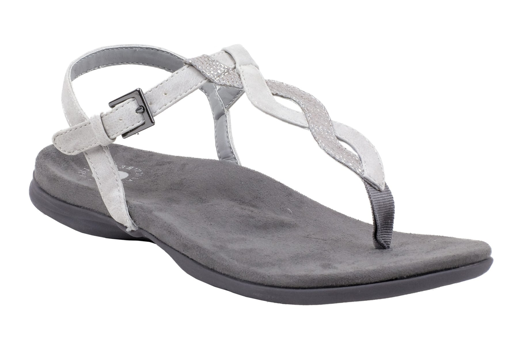 Revitalign Heron T-bar Women's Adjustable Orthotic Sandal in Silver