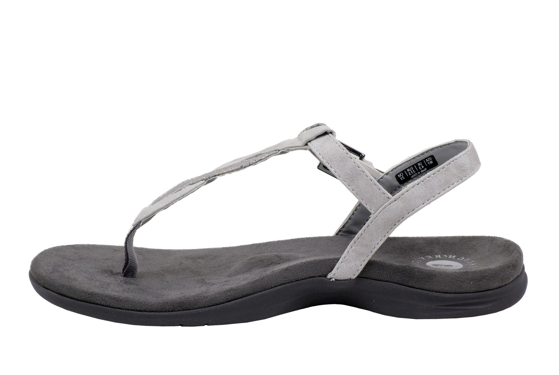 Revitalign Heron T-bar Women's Adjustable Orthotic Sandal - Silver 5