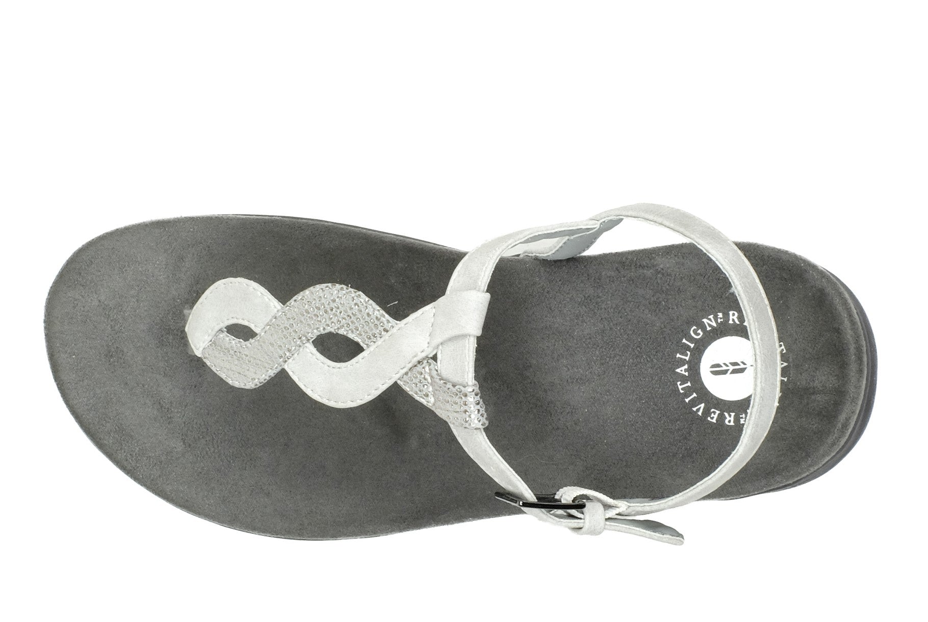 Revitalign Heron T-bar Women's Adjustable Orthotic Sandal - Silver 7