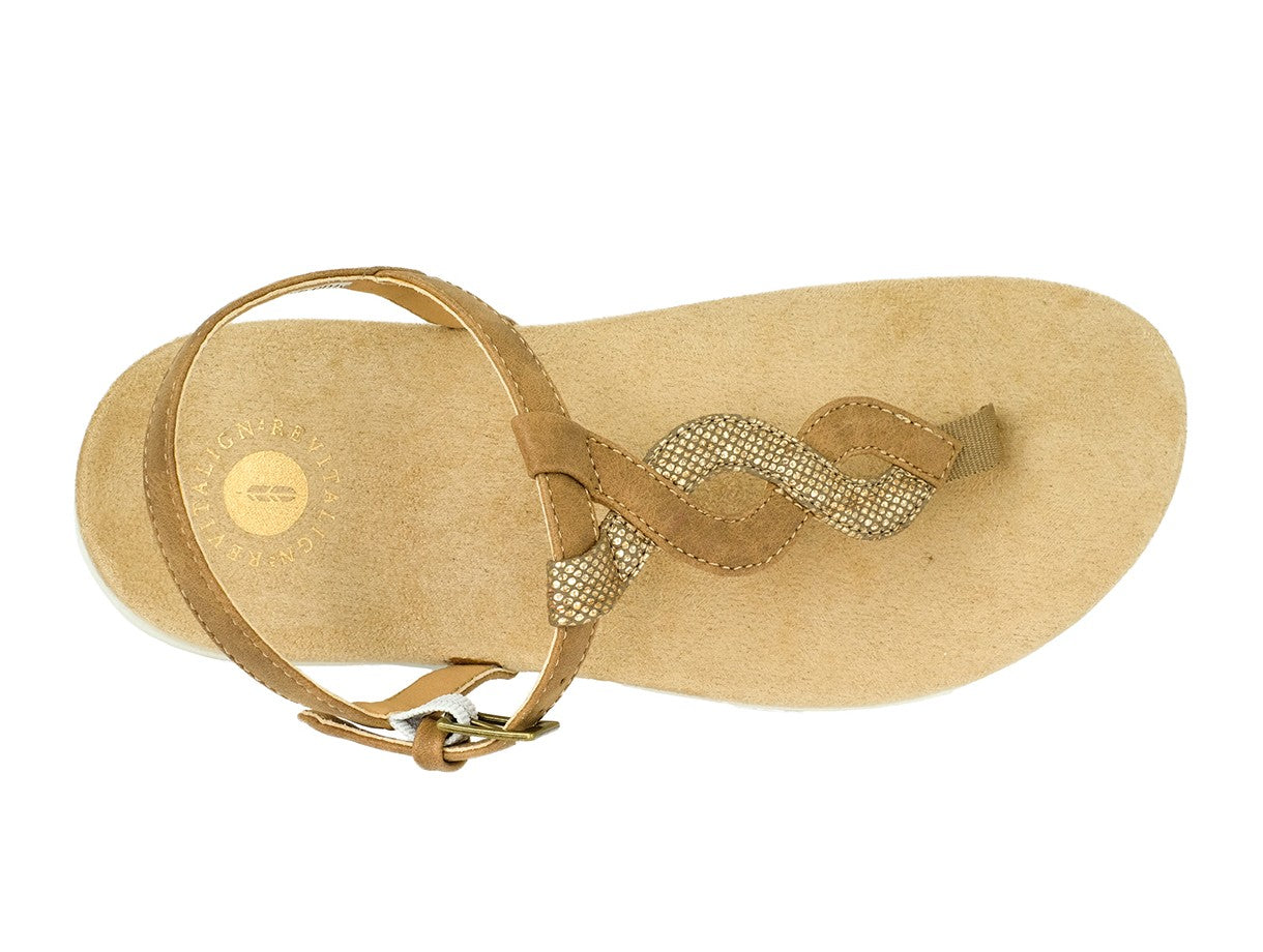 Revitalign Heron T-bar Women's Adjustable Orthotic Sandal - Toasted Coconut Coconut 6