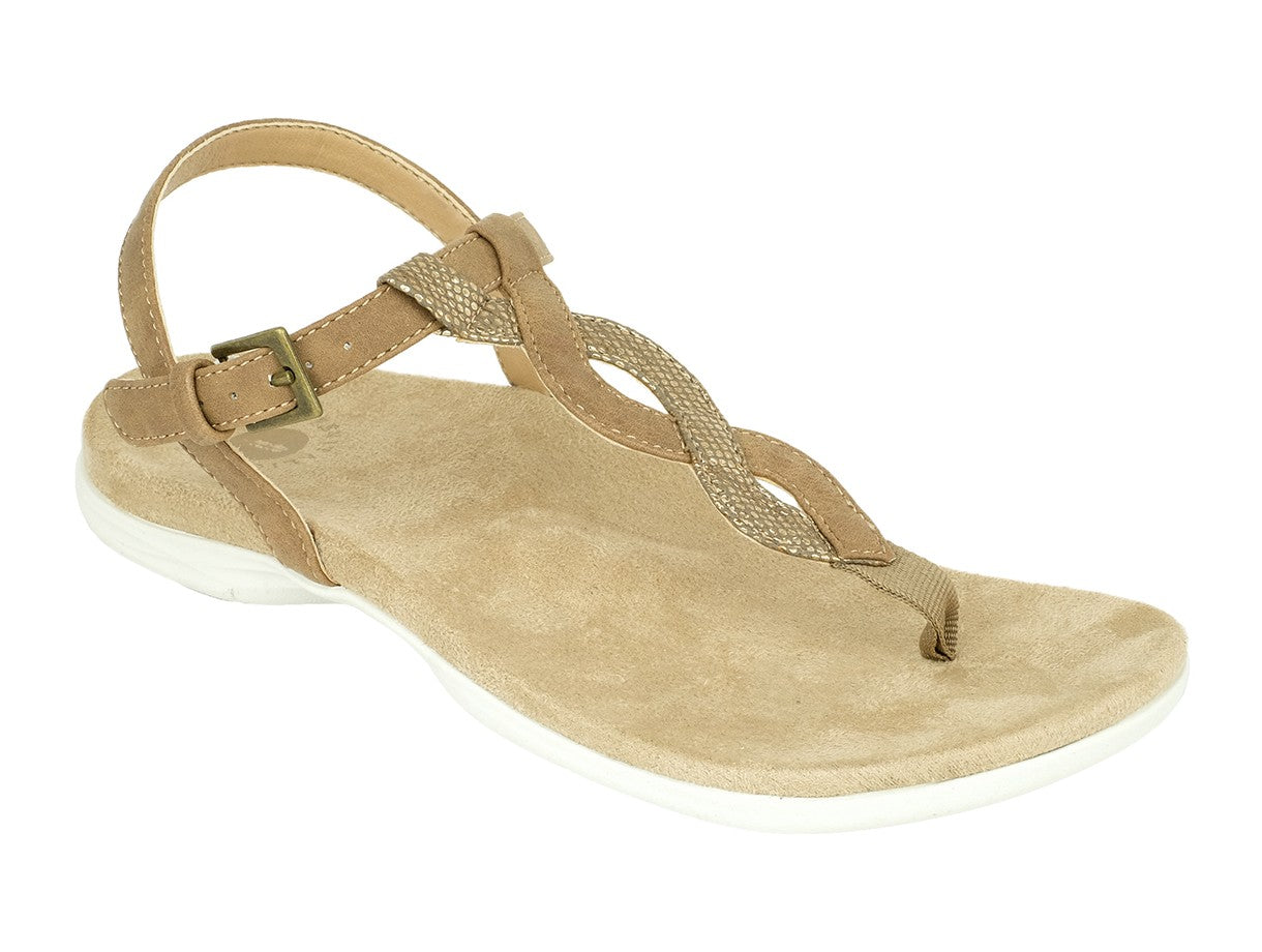 Revitalign Heron T-bar Women's Adjustable Orthotic Sandal - Toasted Coconut Coconut 1