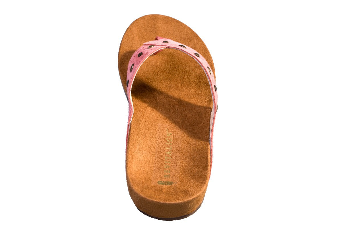 Revitalign Kena Stud Women's Thong Post Supportive Sandal - Porcelain Rose - Side