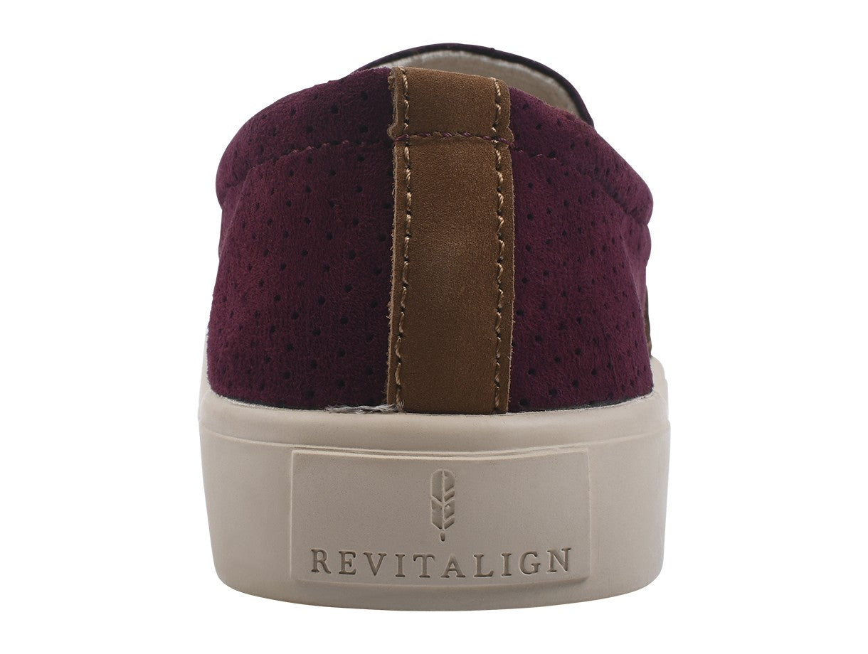 Revitalign Boardwalk Leather - Women's Casual Slip-on - Cranberry Perforated - Side