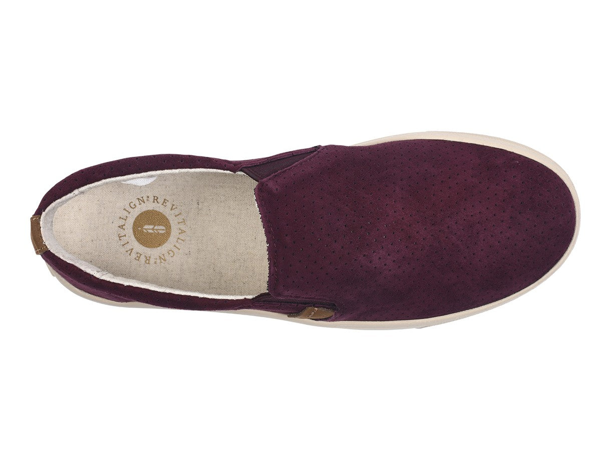 Revitalign Boardwalk Leather - Women's Casual Slip-on - Cranberry Perforated - Swatch