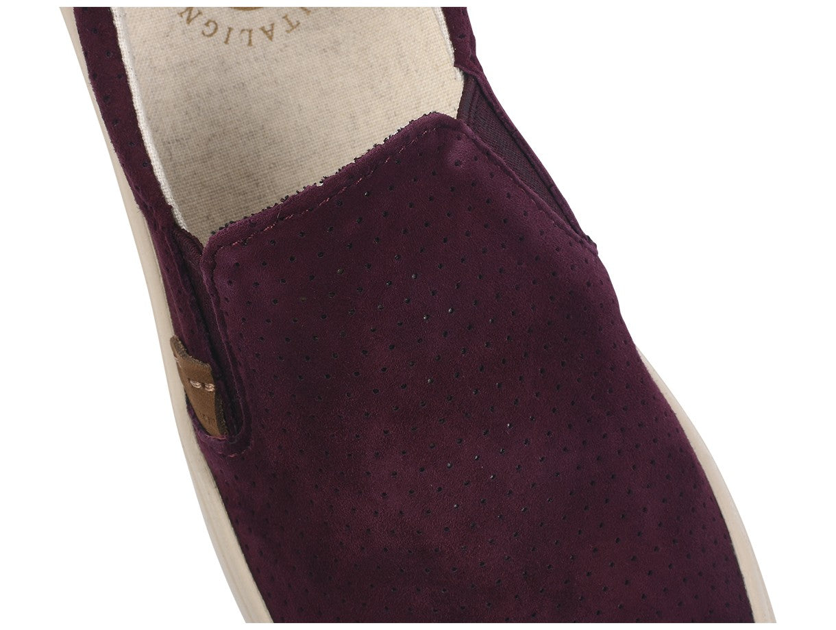 Revitalign Boardwalk Leather - Women's Casual Slip-on - Cranberry Perforated - Strap