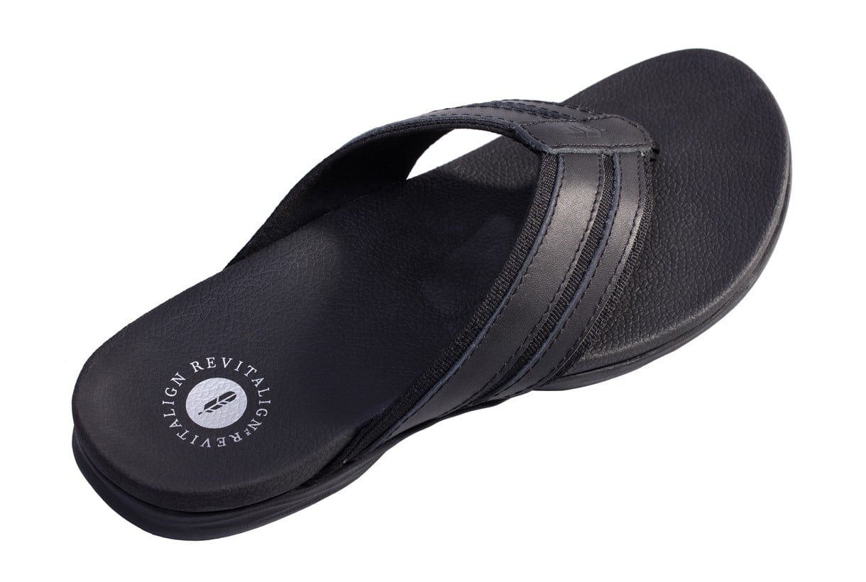 Revitalign Webbed Flip Women's Supportive Sandal - Black - Bottom