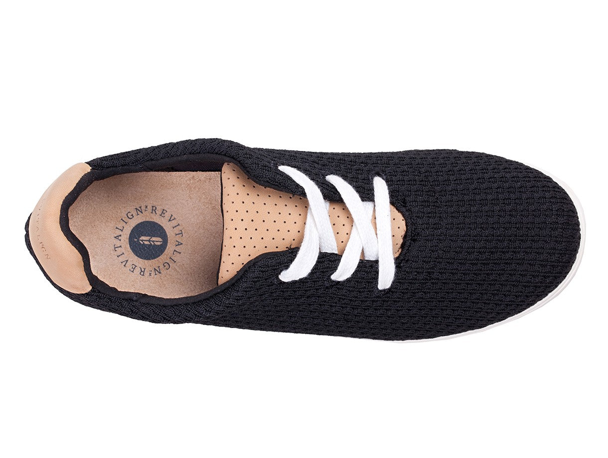 Revitalign Florez Knit Women's Casual Flat Sneaker - Black - Swatch