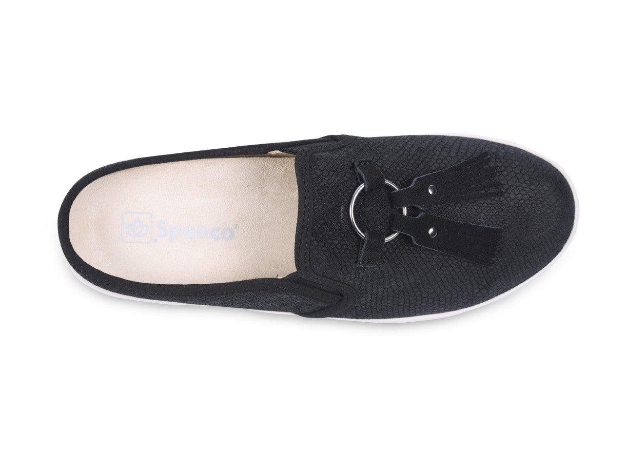 Spenco Bindie Embossed Suede Women's Slip-on - Black - Swatch