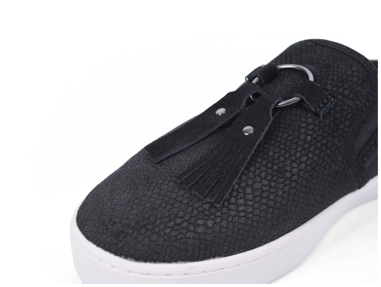 Spenco Bindie Embossed Suede Women's Slip-on - Black - Strap