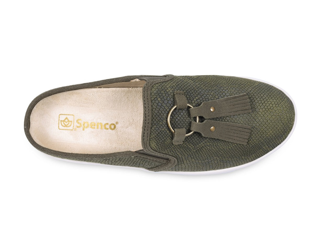Spenco Bindie Embossed Suede Women's Slip-on - Olive - Swatch